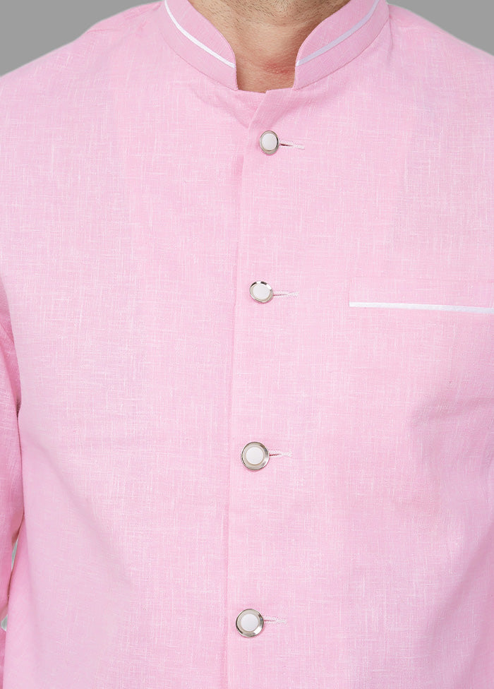 2 Pc Pink Cotton Blazer Pant Set