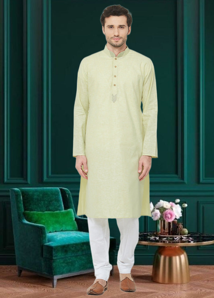 Pista Green Cotton Kurta