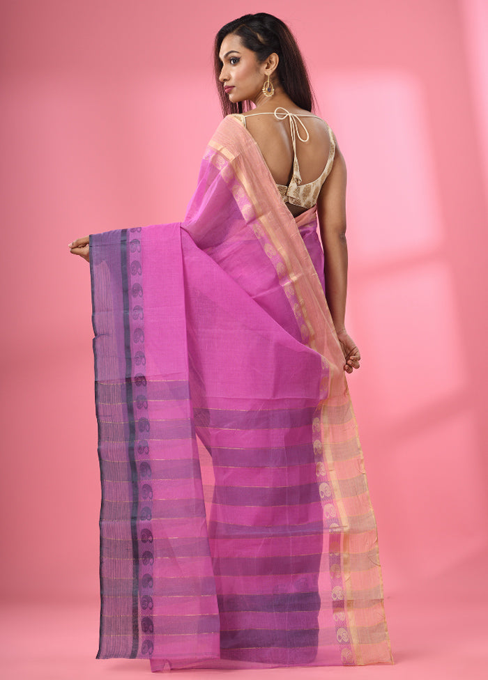 Violet Pure Cotton Saree With Blouse Piece - Indian Silk House Agencies