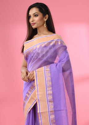 Lilac Pure Cotton Saree With Blouse Piece - Indian Silk House Agencies