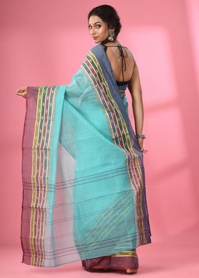 Sea Green Pure Cotton Saree With Blouse Piece - Indian Silk House Agencies