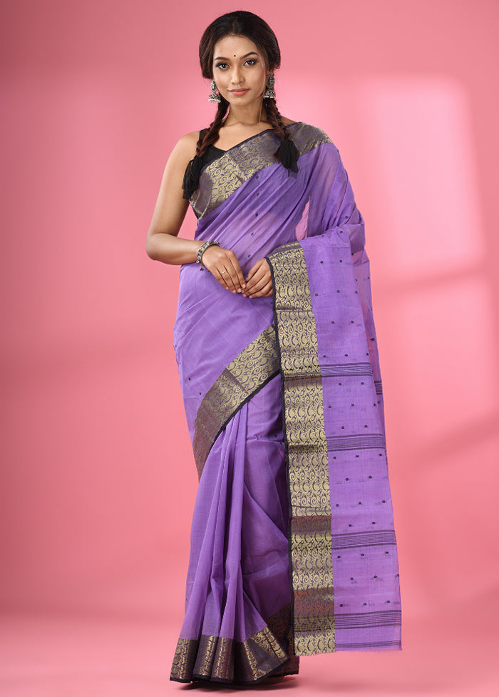 Violet Pure Cotton Saree With Blouse Piece - Indian Silk House Agencies