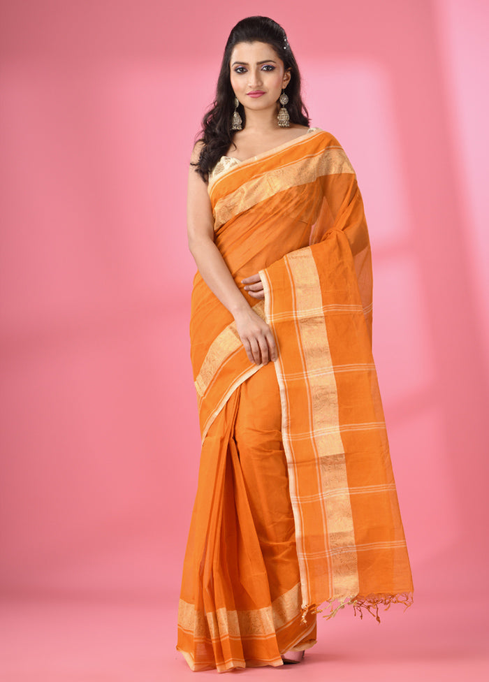 Orange Pure Cotton Saree With Blouse Piece - Indian Silk House Agencies