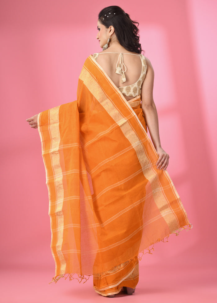 Orange Pure Cotton Saree With Blouse Piece - Indian Silk House Agencies