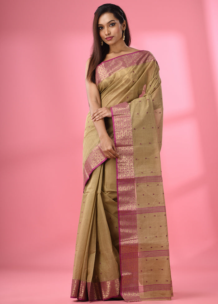 Cream Pure Cotton Saree With Blouse Piece - Indian Silk House Agencies