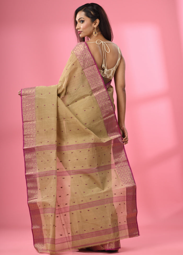 Cream Pure Cotton Saree With Blouse Piece - Indian Silk House Agencies