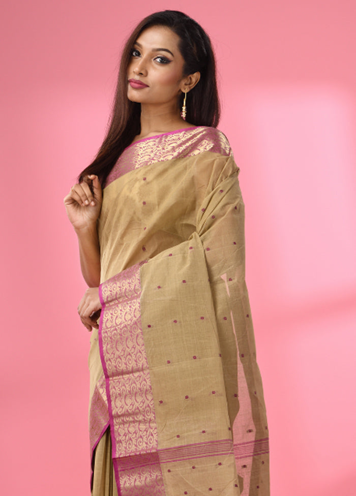 Cream Pure Cotton Saree With Blouse Piece - Indian Silk House Agencies