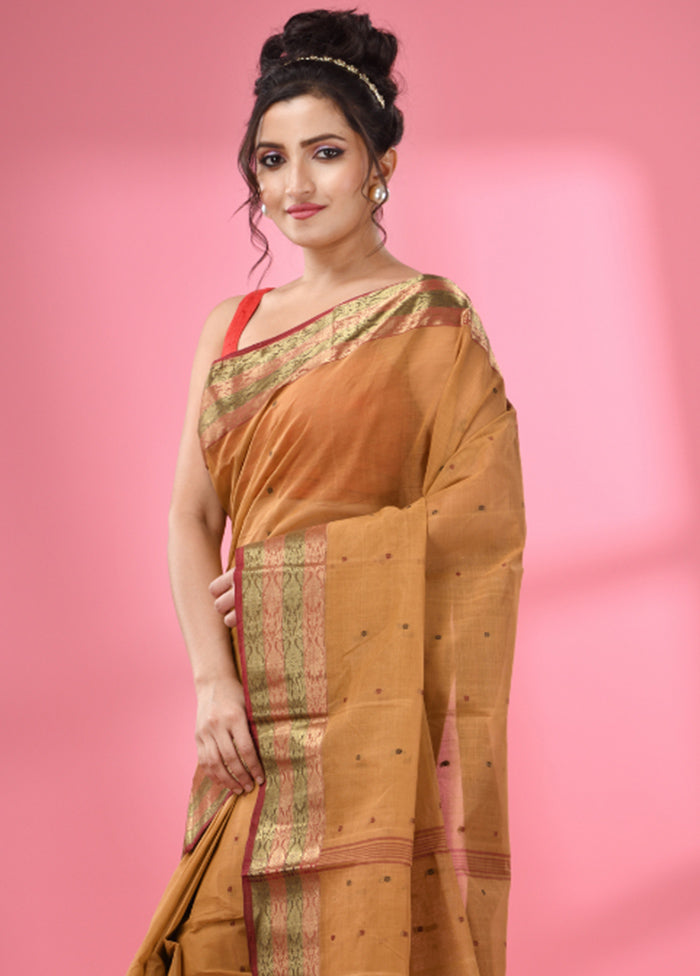 Dark Beige Pure Cotton Saree With Blouse Piece - Indian Silk House Agencies