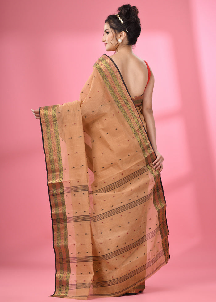 Beige Pure Cotton Saree With Blouse Piece - Indian Silk House Agencies