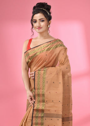 Beige Pure Cotton Saree With Blouse Piece - Indian Silk House Agencies