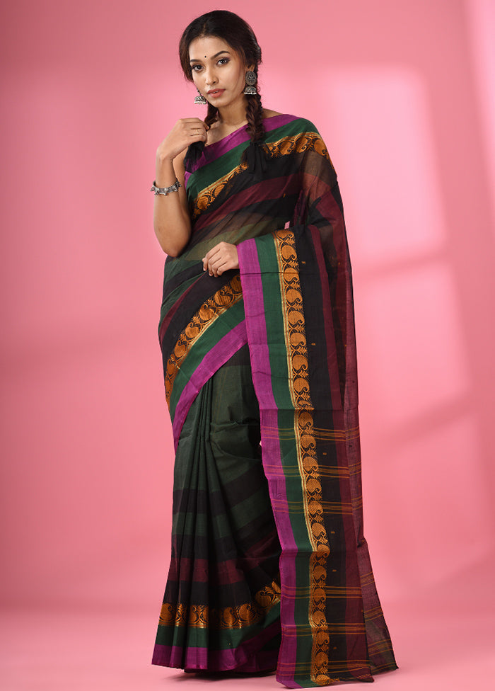 Green Pure Cotton Saree With Blouse Piece - Indian Silk House Agencies