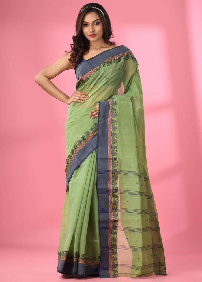 Green Pure Cotton Saree With Blouse Piece - Indian Silk House Agencies