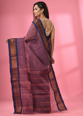 Mauve Pure Cotton Saree With Blouse Piece - Indian Silk House Agencies