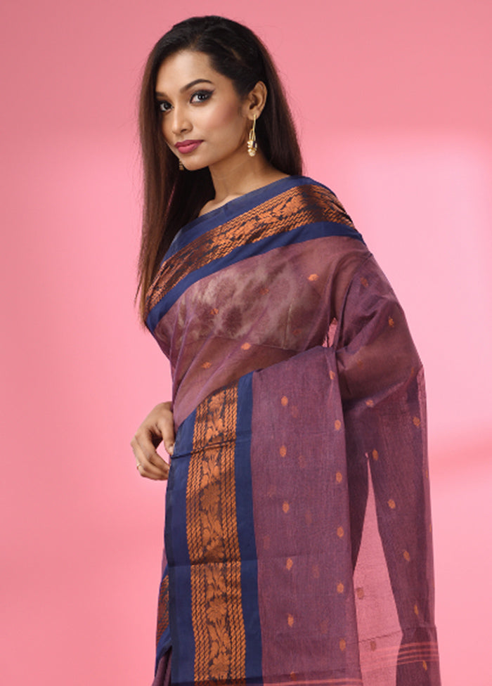 Mauve Pure Cotton Saree With Blouse Piece - Indian Silk House Agencies