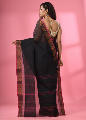 Black Pure Cotton Saree With Blouse Piece - Indian Silk House Agencies