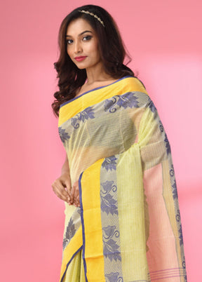 Lemon Pure Cotton Saree With Blouse Piece - Indian Silk House Agencies