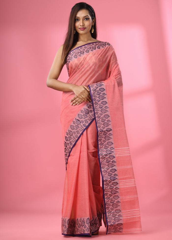 Pink Pure Cotton Saree With Blouse Piece - Indian Silk House Agencies