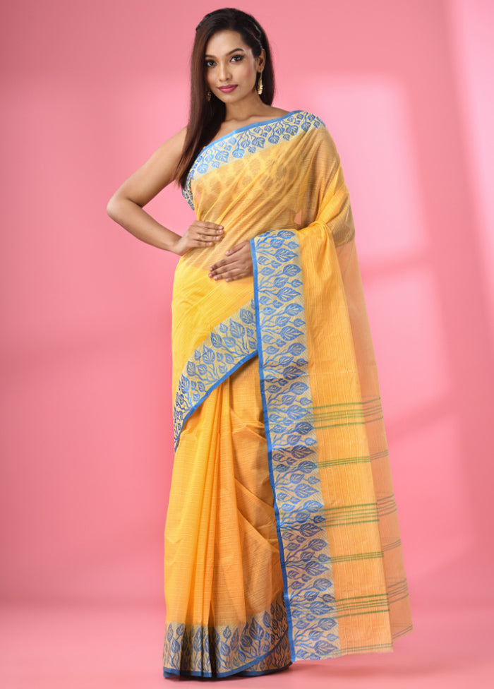 Yellow Pure Cotton Saree With Blouse Piece - Indian Silk House Agencies