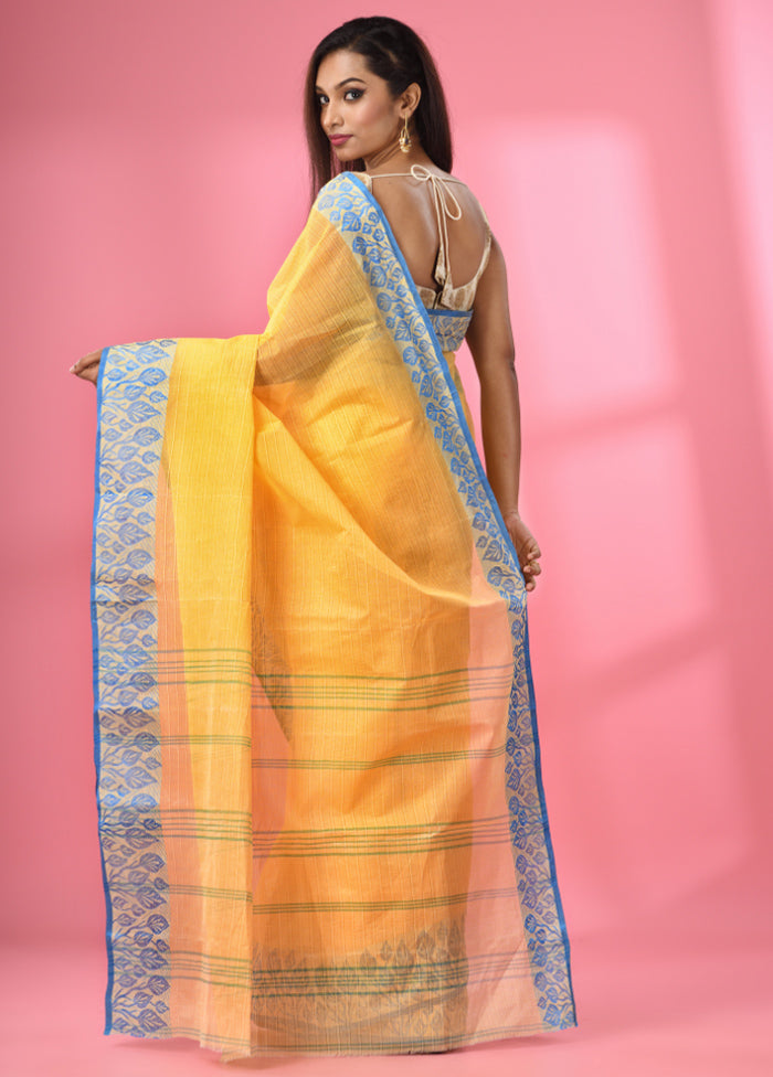 Yellow Pure Cotton Saree With Blouse Piece - Indian Silk House Agencies