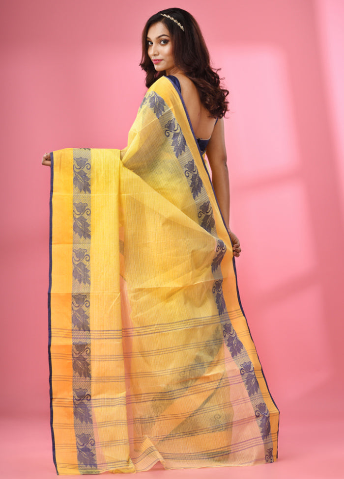 Yellow Pure Cotton Saree With Blouse Piece - Indian Silk House Agencies