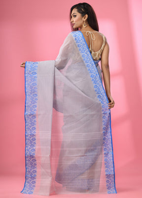 Grey Pure Cotton Saree With Blouse Piece - Indian Silk House Agencies