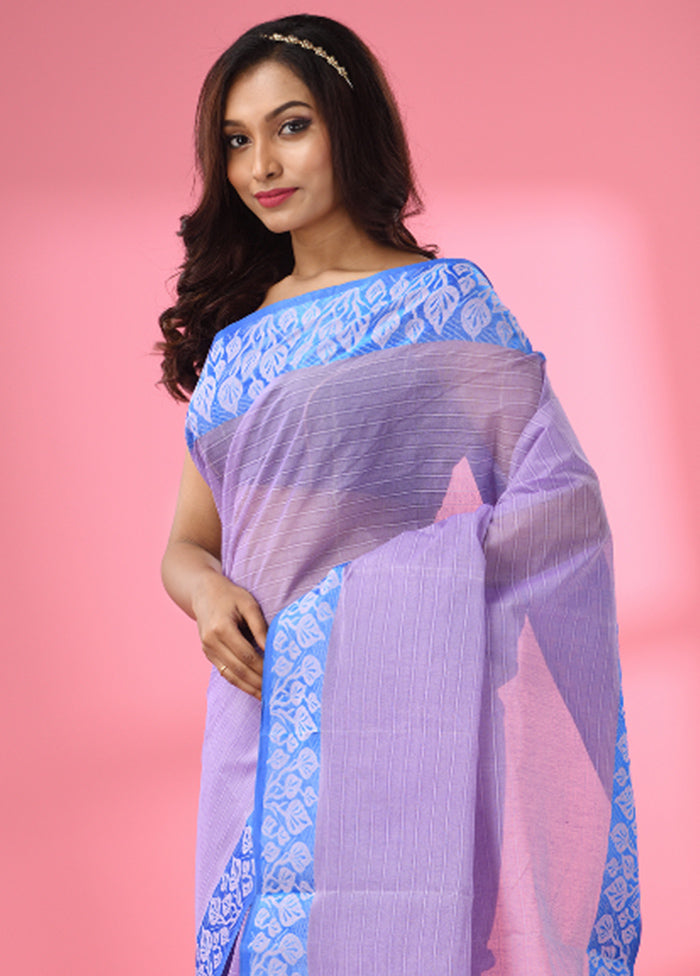 Lilac Pure Cotton Saree With Blouse Piece - Indian Silk House Agencies