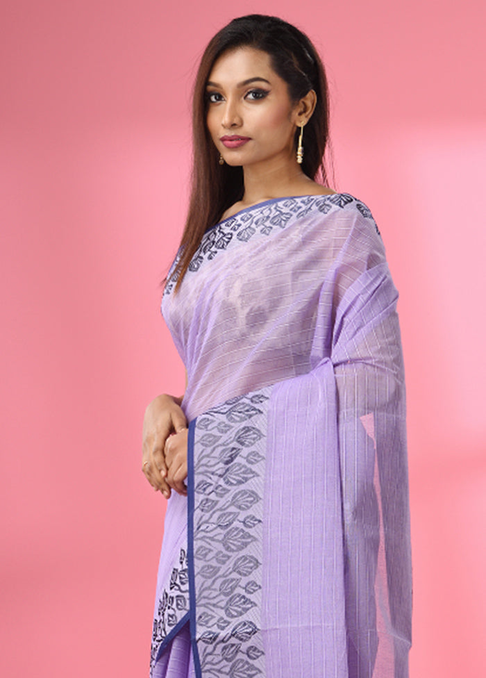 Lilac Pure Cotton Saree With Blouse Piece - Indian Silk House Agencies