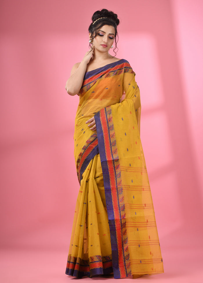 Mustard Pure Cotton Saree With Blouse Piece - Indian Silk House Agencies