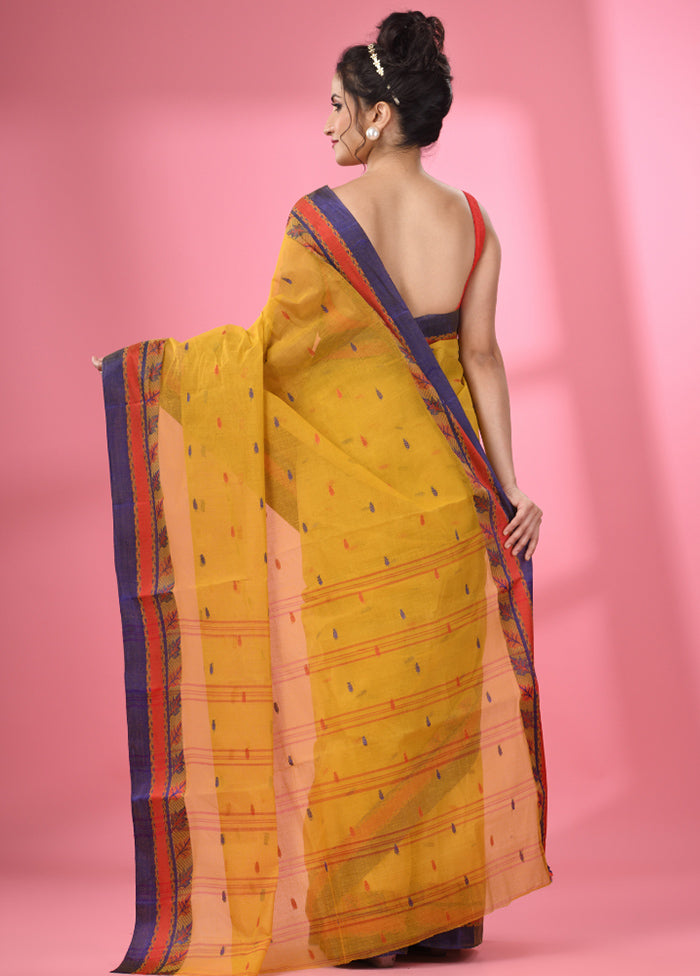 Mustard Pure Cotton Saree With Blouse Piece - Indian Silk House Agencies