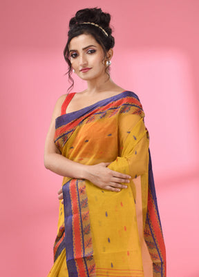 Mustard Pure Cotton Saree With Blouse Piece - Indian Silk House Agencies