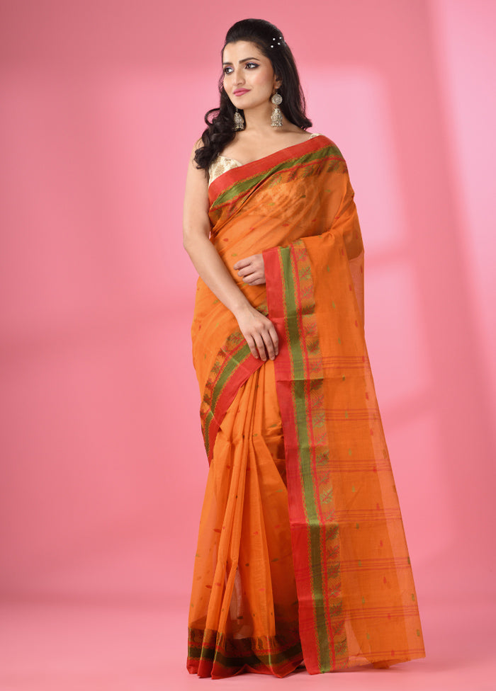 Orange Pure Cotton Saree With Blouse Piece - Indian Silk House Agencies