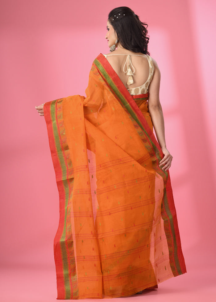 Orange Pure Cotton Saree With Blouse Piece - Indian Silk House Agencies