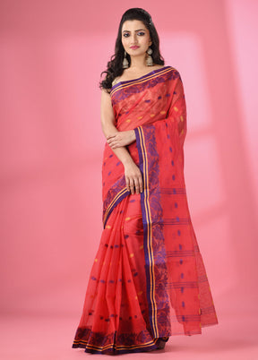 Red Pure Cotton Saree With Blouse Piece - Indian Silk House Agencies