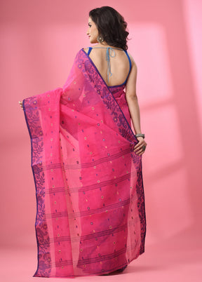 Pink Pure Cotton Saree With Blouse Piece - Indian Silk House Agencies