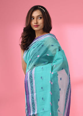 Sea Green Pure Cotton Saree With Blouse Piece - Indian Silk House Agencies