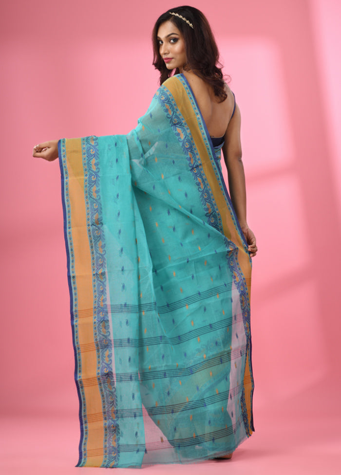 Sea Green Pure Cotton Saree With Blouse Piece - Indian Silk House Agencies