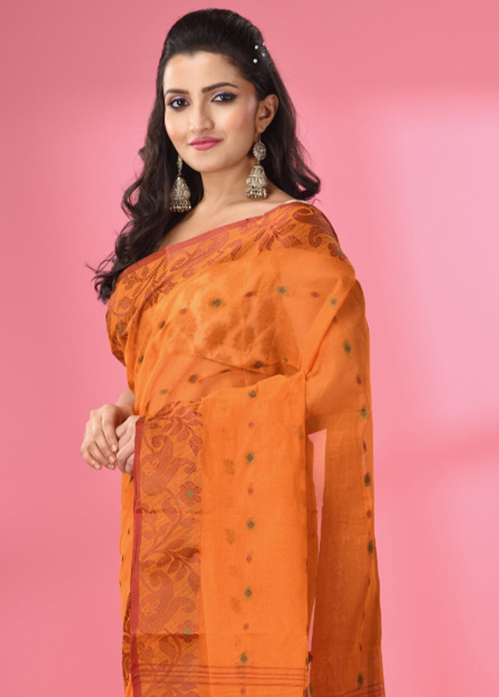 Orange Pure Cotton Saree With Blouse Piece - Indian Silk House Agencies