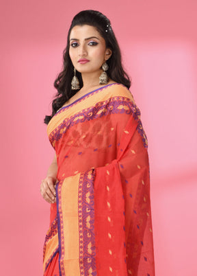 Red Pure Cotton Saree With Blouse Piece - Indian Silk House Agencies