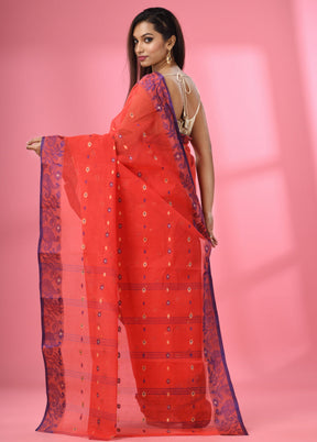 Red Pure Cotton Saree With Blouse Piece - Indian Silk House Agencies