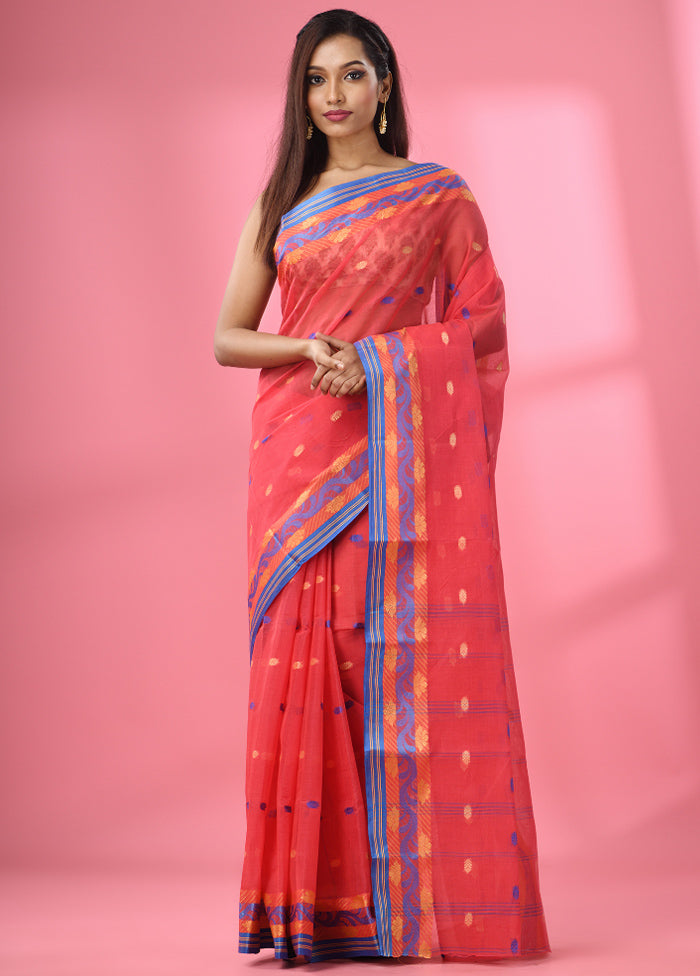 Pink Pure Cotton Saree With Blouse Piece - Indian Silk House Agencies