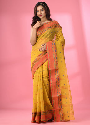 Mustard Pure Cotton Saree With Blouse Piece - Indian Silk House Agencies