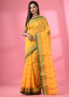 Yellow Pure Cotton Saree With Blouse Piece - Indian Silk House Agencies