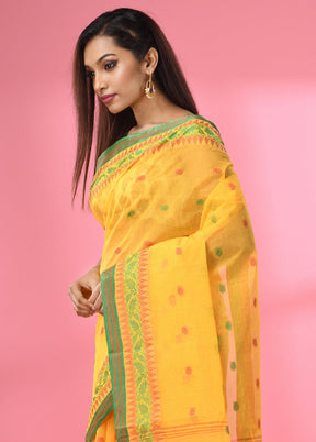 Yellow Pure Cotton Saree With Blouse Piece - Indian Silk House Agencies