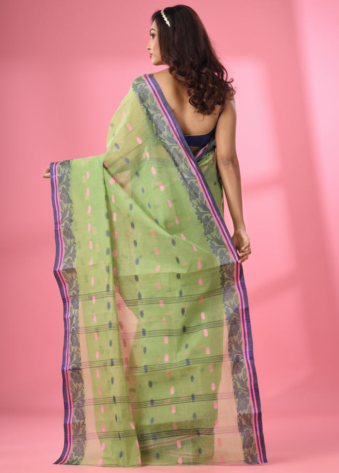 Green Pure Cotton Saree With Blouse Piece - Indian Silk House Agencies