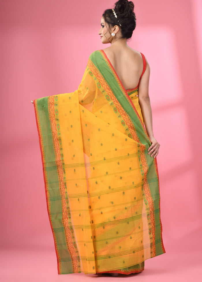 Yellow Pure Cotton Saree With Blouse Piece - Indian Silk House Agencies