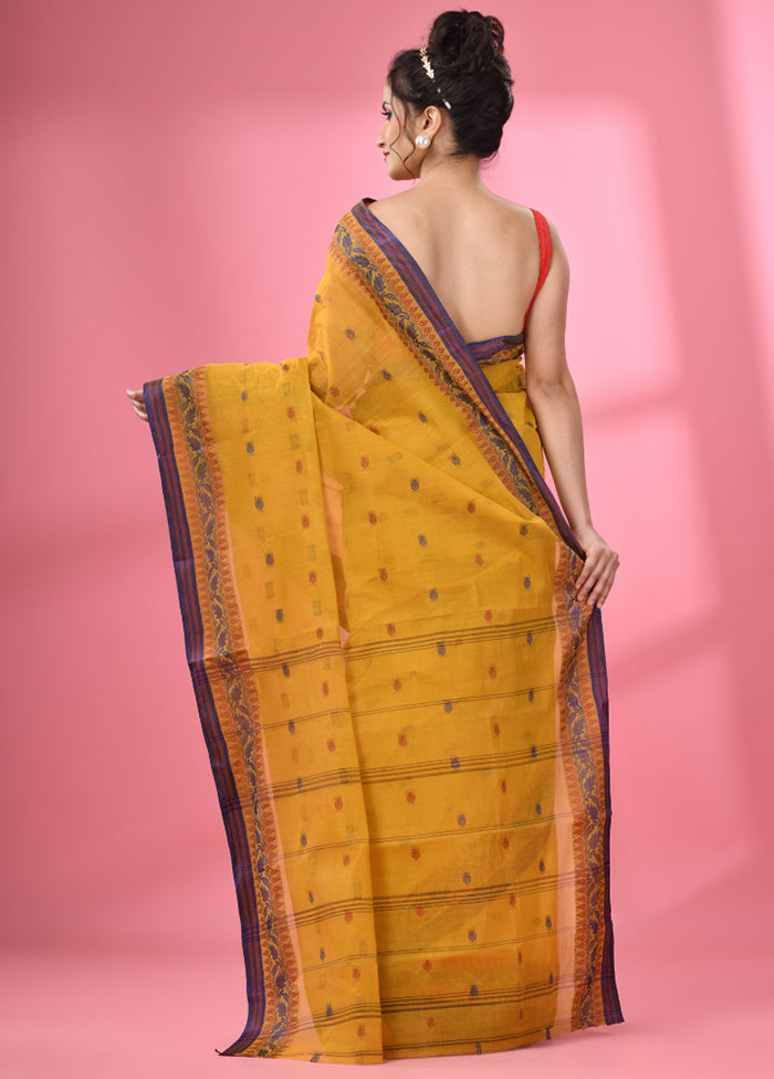 Mustard Pure Cotton Saree With Blouse Piece - Indian Silk House Agencies