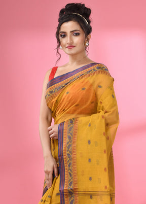 Mustard Pure Cotton Saree With Blouse Piece - Indian Silk House Agencies