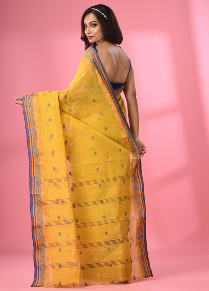 Mustard Pure Cotton Saree With Blouse Piece - Indian Silk House Agencies