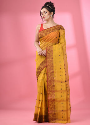 Mustard Pure Cotton Saree With Blouse Piece - Indian Silk House Agencies