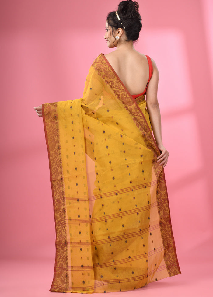 Mustard Pure Cotton Saree With Blouse Piece - Indian Silk House Agencies